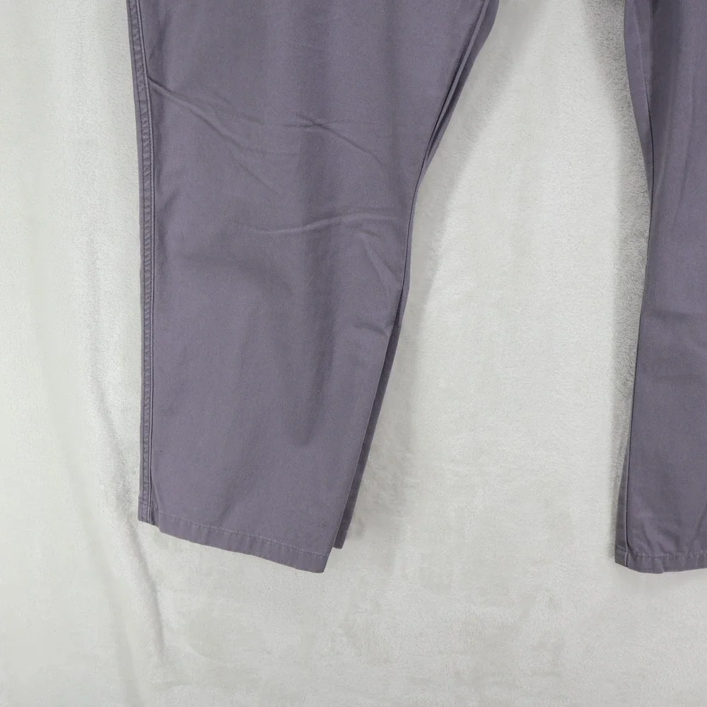 Cotton Traders Men Mercury Pleated Chino Pants Purple Gray Size 50 Elastic Waist